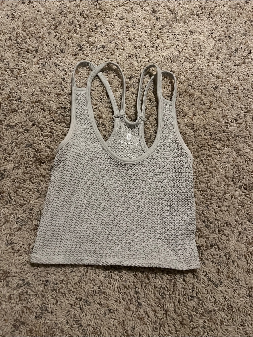 Free People Textured Knit Racerback Crop Tank - Light Gray